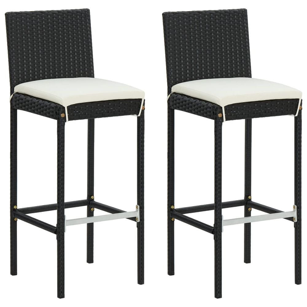 Petromila vidaXL Záhradné barové stoličky s vankúšmi 2 ks čierne polyratan